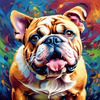 Expressive Bulldog Art Print with Textured Paint Detail