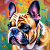Expressive Bulldog Art Print with Textured Paint Detail