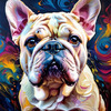 Expressive Bulldog Art Print with Textured Paint Detail