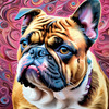 Expressive Bulldog Art Print with Textured Paint Detail