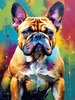 Expressive Bulldog Art Print with Textured Paint Detail