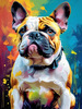 Expressive Bulldog Art Print with Textured Paint Detail