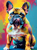 Expressive Bulldog Art Print with Textured Paint Detail