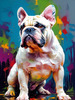 Expressive Bulldog Art Print with Textured Paint Detail