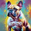 Expressive Bulldog Art Print with Textured Paint Detail