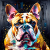 Expressive Bulldog Art Print with Textured Paint Detail