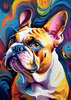 Expressive Bulldog Art Print with Textured Paint Detail