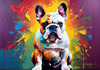 Expressive Bulldog Art Print with Textured Paint Detail