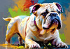 Expressive Bulldog Art Print with Textured Paint Detail