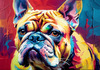Expressive Bulldog Art Print with Textured Paint Detail