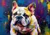 Expressive Bulldog Art Print with Textured Paint Detail