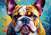 Expressive Bulldog Art Print with Textured Paint Detail