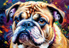 Expressive Bulldog Art Print with Textured Paint Detail