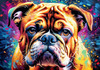 Expressive Bulldog Art Print with Textured Paint Detail
