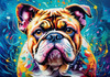 Expressive Bulldog Art Print with Textured Paint Detail