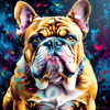 Expressive Bulldog Art Print with Textured Paint Detail