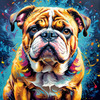 Expressive Bulldog Art Print with Textured Paint Detail