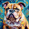 Expressive Bulldog Art Print with Textured Paint Detail