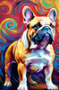 Expressive Bulldog Art Print with Textured Paint Detail