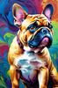 Expressive Bulldog Art Print with Textured Paint Detail