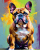 Expressive Bulldog Art Print with Textured Paint Detail