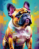 Expressive Bulldog Art Print with Textured Paint Detail