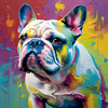 Expressive Bulldog Art Print with Textured Paint Detail