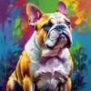 Expressive Bulldog Art Print with Textured Paint Detail