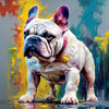 Expressive Bulldog Art Print with Textured Paint Detail