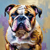 Expressive Bulldog Art Print with Textured Paint Detail