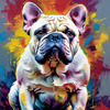 Expressive Bulldog Art Print with Textured Paint Detail