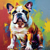 Expressive Bulldog Art Print with Textured Paint Detail