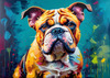 Expressive Bulldog Art Print with Textured Paint Detail