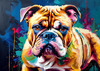 Expressive Bulldog Art Print with Textured Paint Detail