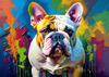 Expressive Bulldog Art Print with Textured Paint Detail