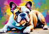Expressive Bulldog Art Print with Textured Paint Detail