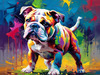 Expressive Bulldog Art Print with Textured Paint Detail