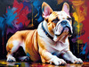 Expressive Bulldog Art Print with Textured Paint Detail