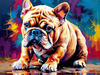 Expressive Bulldog Art Print with Textured Paint Detail
