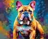 Expressive Bulldog Art Print with Textured Paint Detail