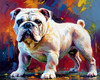 Expressive Bulldog Art Print with Textured Paint Detail