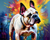 Expressive Bulldog Art Print with Textured Paint Detail