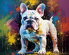 Expressive Bulldog Art Print with Textured Paint Detail