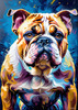 Expressive Bulldog Art Print with Textured Paint Detail