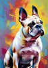Expressive Bulldog Art Print with Textured Paint Detail