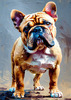 Expressive Bulldog Art Print with Textured Paint Detail