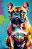Expressive Bulldog Art Print with Textured Paint Detail
