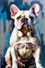 Expressive Bulldog Art Print with Textured Paint Detail