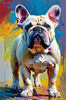 Expressive Bulldog Art Print with Textured Paint Detail