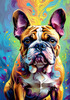 Expressive Bulldog Art Print with Textured Paint Detail